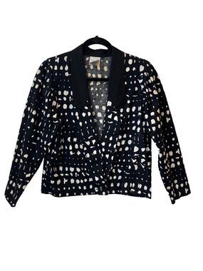 Rare Vintage Merry Finn of Finland Blazer, Mod Black White Cotton Marimekko